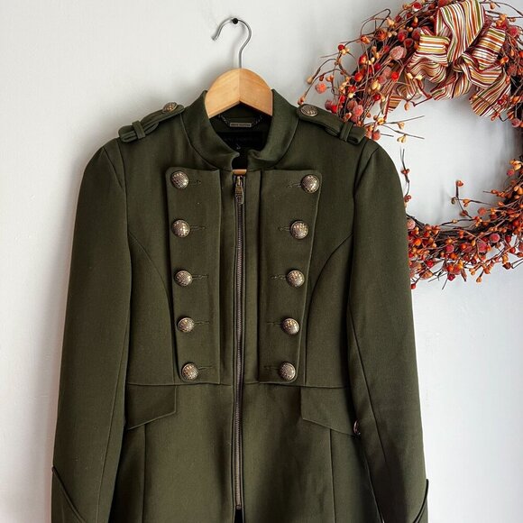 Steve Madden Womens Mid-Length Military Jacket Size SMALL in Army Green - Picture 2 of 13